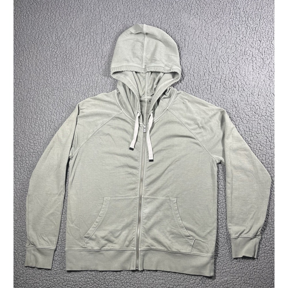 Athleta Womens Medium Green Full Zip Hoodie Cotton Blend Raglan Sleeve Jacket - Picture 1 of 10